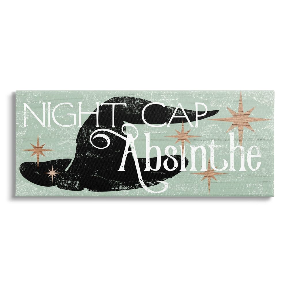 4492 Night Cap Absinth Weathered Witch Hat Vintage Sign Canvas Wall Art